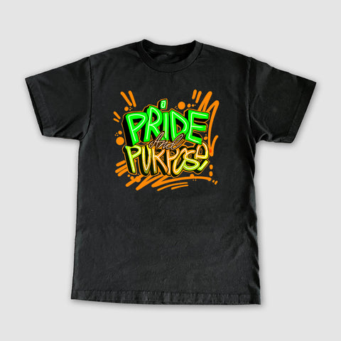 Orange Splash Pride & Purpose Black Short Sleeve T-Shirt
