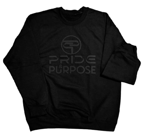 Black on Black Puff Pride & Purpose Fleece Crew Neck Sweatshirt